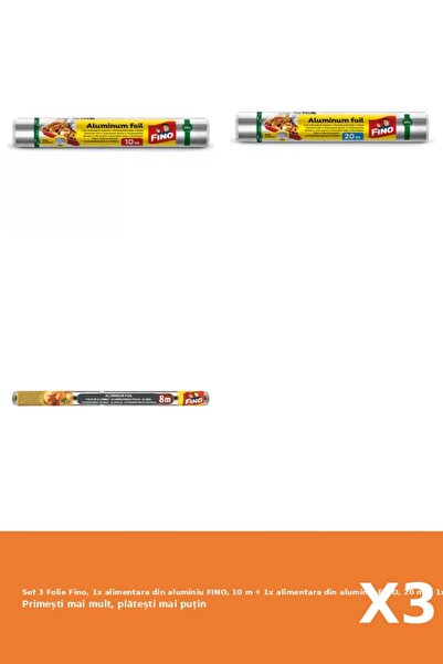 Fino Set 3 Folie Fino, 1x alimentara din aluminiu FINO, 10 m + 1x alimentara ...