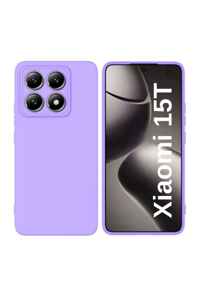 HANPORIUM غطاء سيليكون متوافق مع هاتف Xiaomi 15T - غطاء مرن بألوان باستيل مع حماية للكاميرا - أرجواني