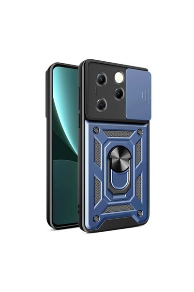 HANPORIUM غطاء خارجي مدرع متوافق مع هاتف Infinix Hot 40 مع حلقة وحامل وحماية ...