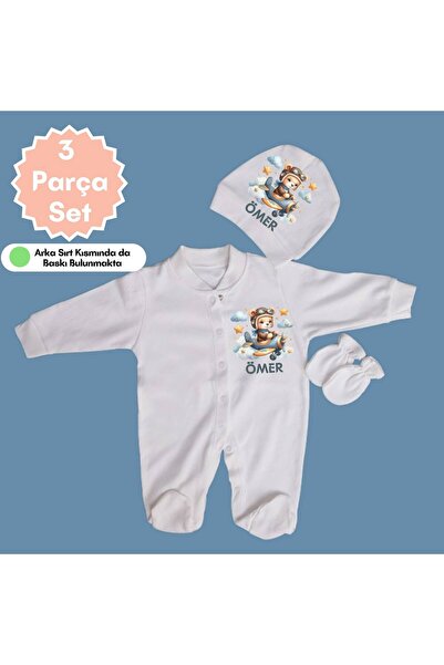 soft wing Set of 3 100% Cotton Newborn Baby Romper Hat Gloves Set Airplane Themed