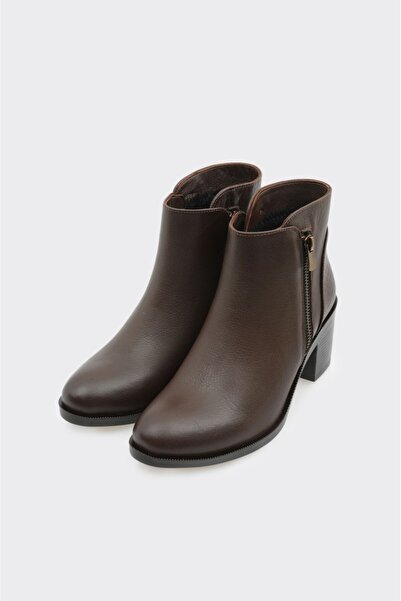 derinet Hakiki Deri Topuklu Kadın Bot