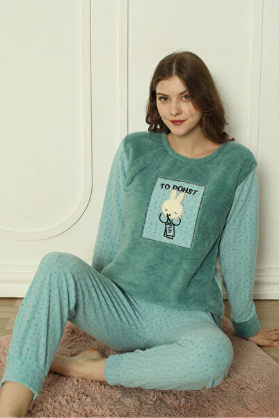Wordex Fwn 3300 Plush Welsoft Fleece Winter Cute Rabbit Women's Pajama Set