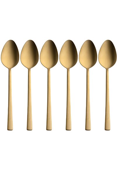 Atlas Mutfak Matte Gold Tablespoon Set 6 Piece Set, Stainless Steel Tablespoo...