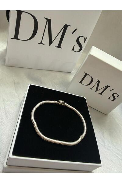 DM’s Silver Düz Silindir Klips Unisex Gümüş Bileklik