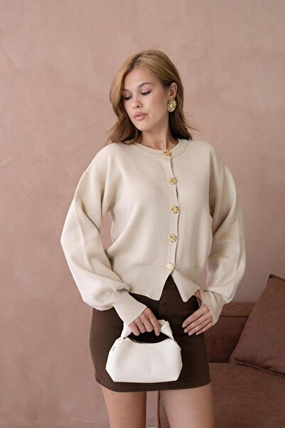 Relax Mode Kadın Düğmeli Triko Ceket - 12233R