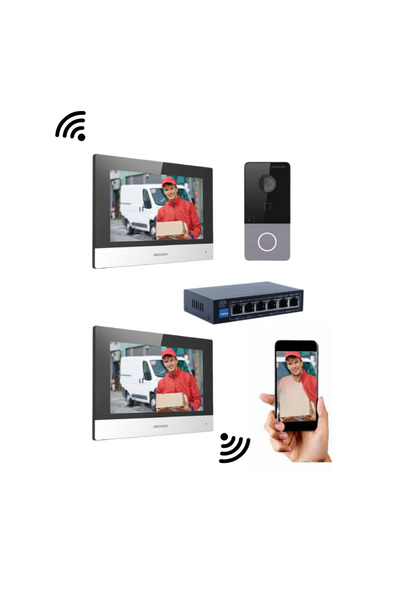 Hikvision Villa Tipi Ip Görüntülü Diafon Kapı Seti ( Dış Zil Butonu+ 2 Adet 7...