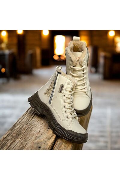 KAFKASLAR AYAKKABI TÜYLÜ İPLİ FERMUARLI KAYMAZ TABAN ORTOPEDİK KIZ ÇOCUK SPOR MODEL BOT