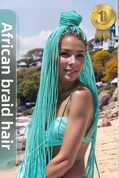 KONAK PERUK Fiber Synthetic Hair for African Braids, Rasta and Box Braids - Water Green