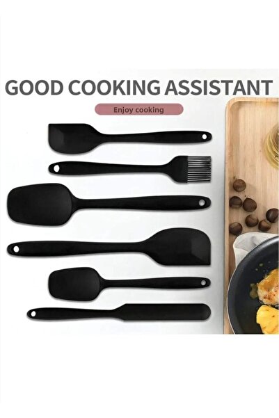 Single Set of 6 Fireproof Non-Stick Kitchen Pastry Silicone Egg Brush Spoon Knife Spatula Set