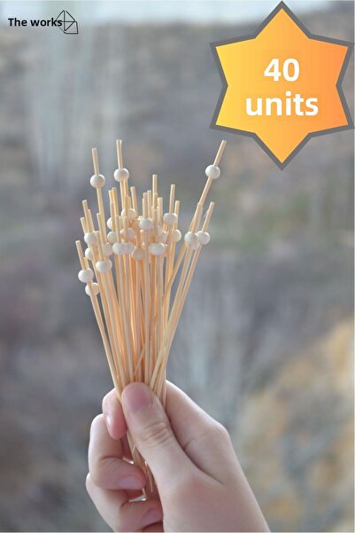 lethe works أعواد الكوكتيل والعروض الخشبية المطرزة - 40 قطعة