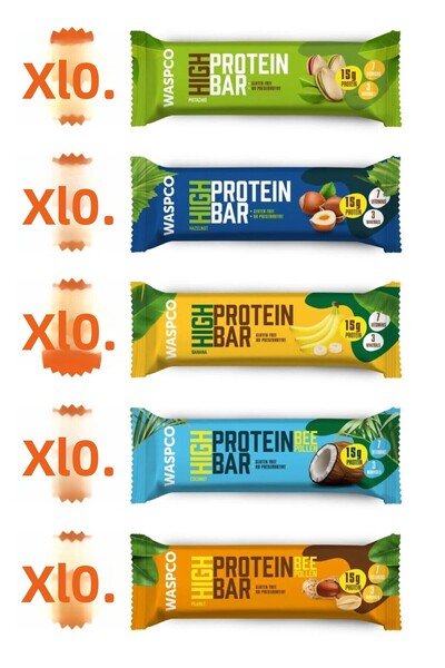 Wasp High Protein Bar 50g Mixed Box 50 Pieces (5 Types)