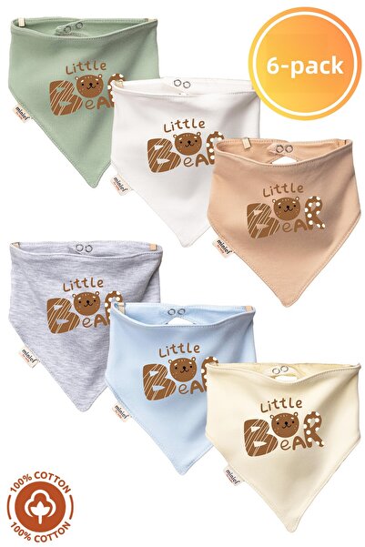 Miniel Baby Boy Newborn Combed Organic Cotton Little Bear Printed Baby Bib Se...