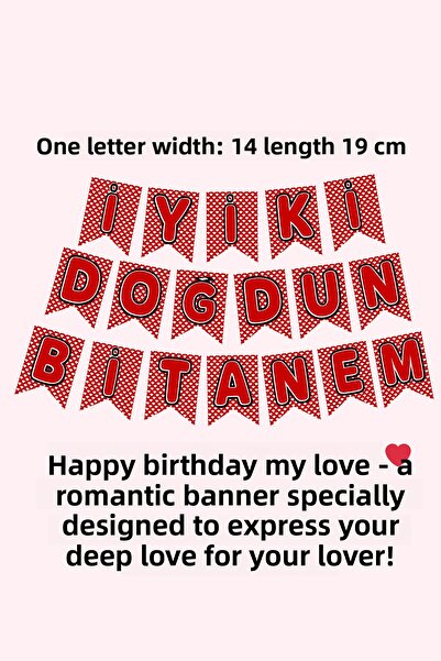 Baloncu Dede 20 Red Heart Balloons 20 Candles Rose Happy Birthday Bitanem Written Banner Helium Compatible Valentine's Day