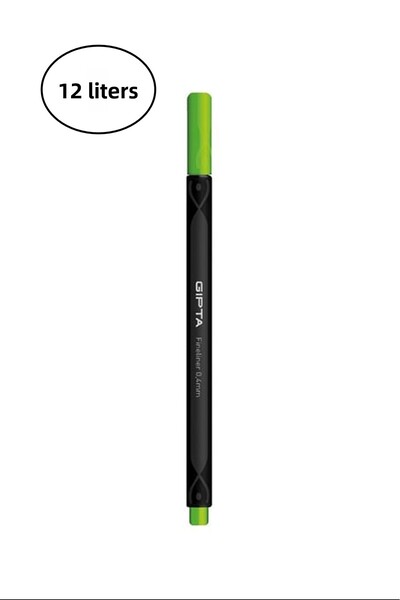 Gıpta قلم تحديد الخطوط باللون الأخضر المثلث - 0.4 مم، علبة كرتون، 12 قطعة