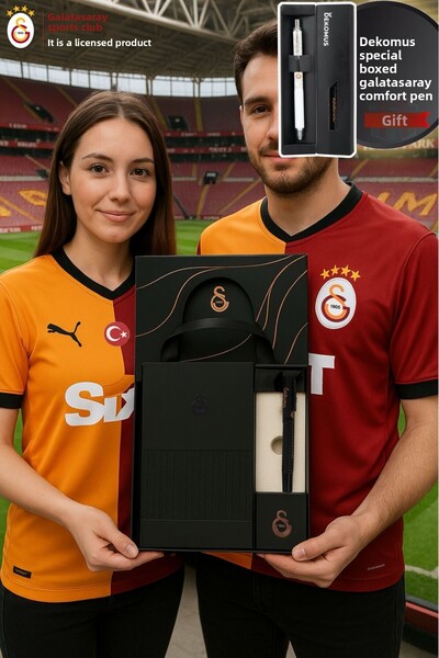 Galatasaray مكتب جلدي مرخص من غلطة سراي مع صندوق وحقيبة ومجموعة أقلام حبر جاف...