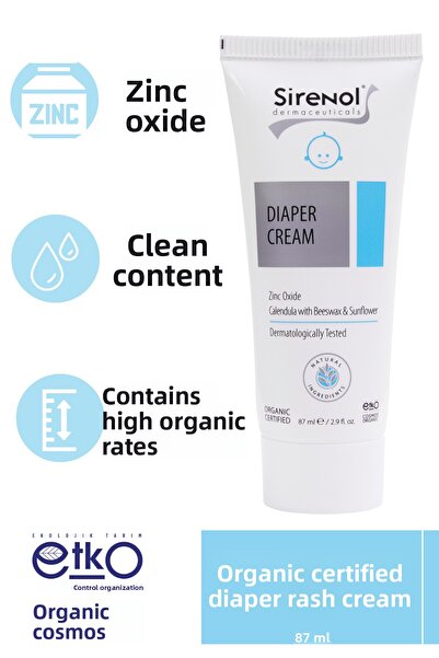 Sirenol كريم عضوي معتمد لطفح الحفاضات للأطفال 87 مل