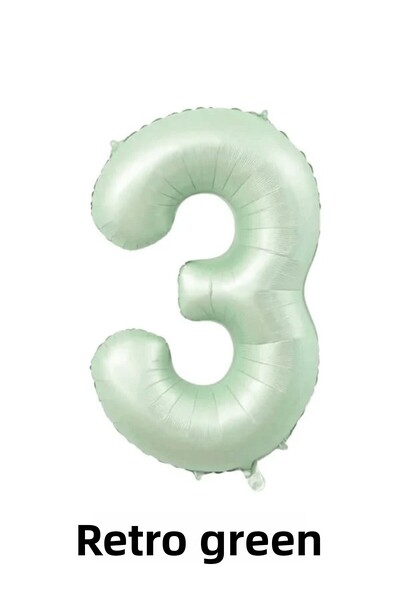Bunloon 3 Number Balloons Retro Green Color 76 cm Birthday Party Decoration