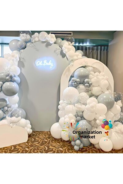 Organizasyon Pazarı Set of 100 Smoke-White-Transparent Balloon Chains