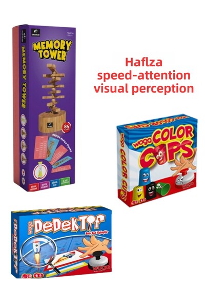 ZEKA DOLABI أكواب ملونة لمباحث برج الذاكرة، 3 صناديق لعبة الذاكرة السرعة البصرية