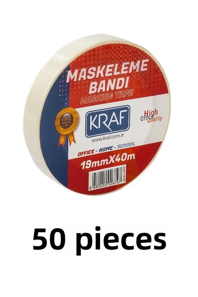 KRAF 50 bucăți bandă de mascare 19 mm x 40 metri bandă de hârtie