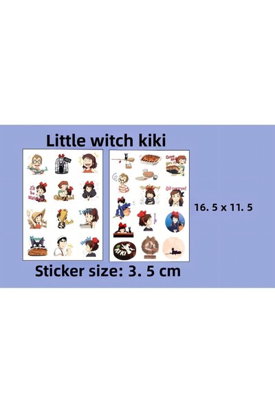 Akumastik Little Witch Kiki Sticker Set 3.5 cm Stickers - Studio Ghibli Sticker Set
