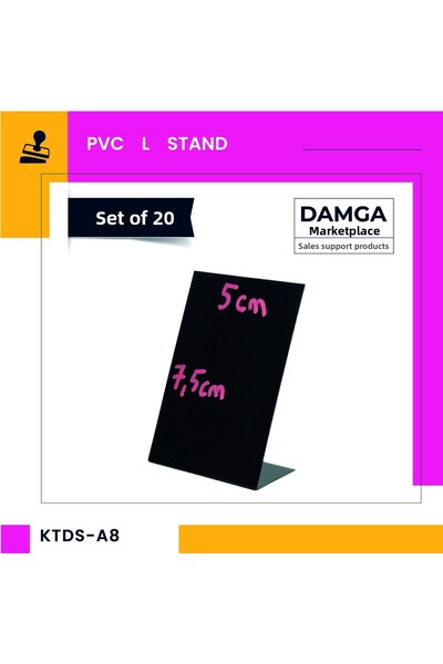 DamgaMarket السبورة البلاستيكية A8 - حامل أسود، قابل للمسح وإعادة الكتابة - 2...