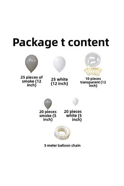 Organizasyon Pazarı Set of 100 Smoke-White-Transparent Balloon Chains