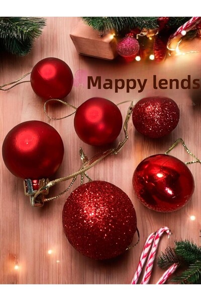 Happyland كرة عيد الميلاد 3 سم 6 قطع كرة لطيفة باللون الأحمر لعيد الميلاد من ...