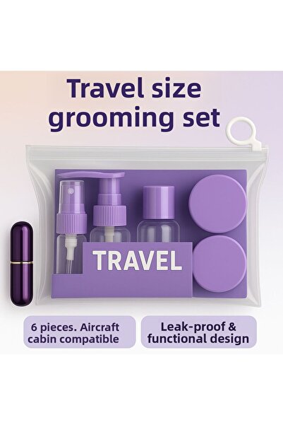 BRE HOME مجموعة مستحضرات تجميل وعناية للسفر مكونة من 6 قطع، متوافقة مع مقصورة...