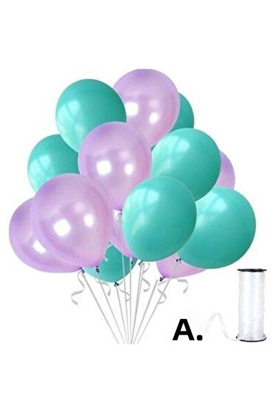 Generic Brand 50 Pieces Metallic Pearlescent Water Green-lilac Balloon,+5 Met...