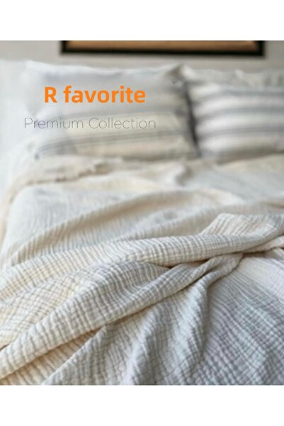 Umateks غطاء سرير عضوي طبيعي مزدوج من الموسلين (مع هدية كيس وسادة)