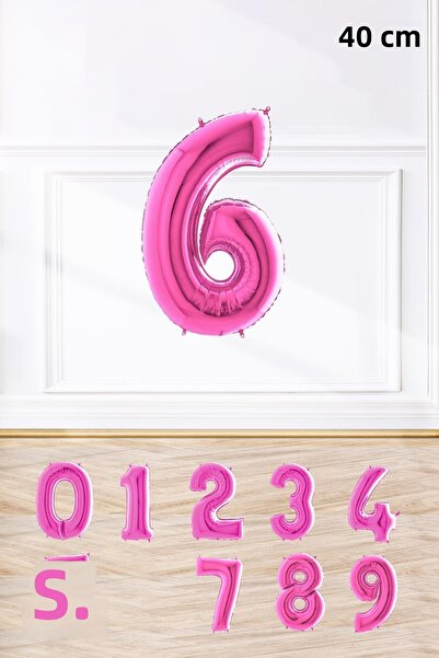 PEKSHOP بالون فويل وردي اللون 6 أرقام بالون وردي 6 سنوات عدد بالونات 16 بوصة ...