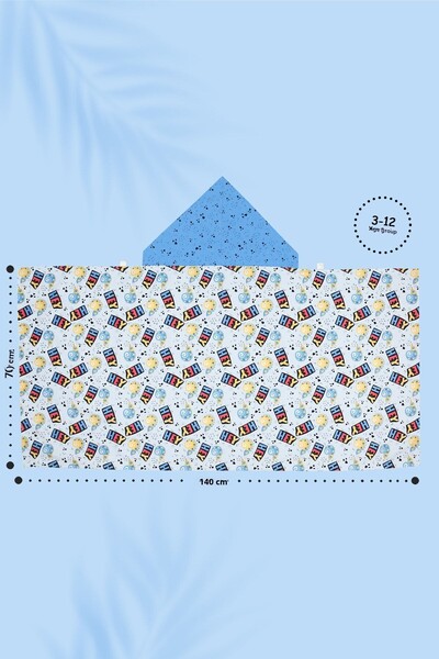 HAMUR Prosop de plajă pentru copii cu glugă Hey Blue cu velcro în față