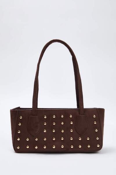 TRENDYOL SHOES Braune Wildleder-Troked Damen-Hand- und Umhängetasche TAKSS25OC00005