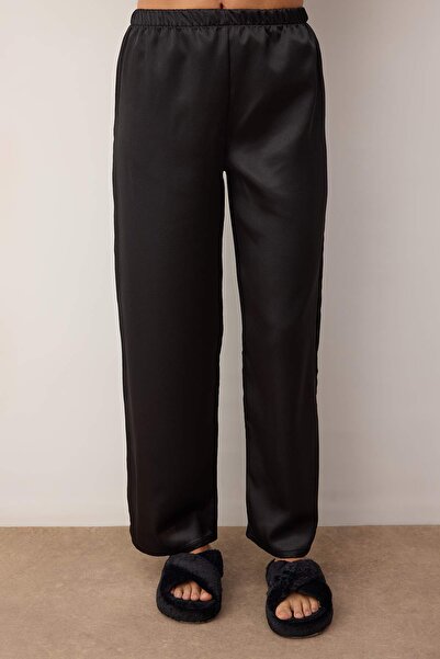 Trendyol Collection Black 3-Piece Dowry Set Satin Woven Pajama Set Thmaw26Pt00211