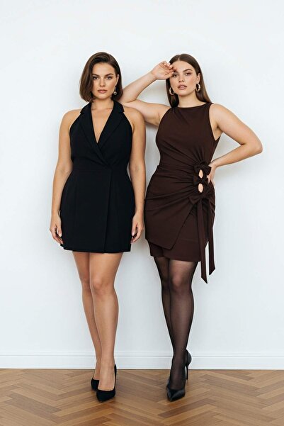 Trendyol Curve Καλσόν με φινίρισμα κρεμμυδιού-μαύρο 2-συσκευασία 15-λεπτότερο από το μεγάλο μέγεθος καλσόν TBBAW23KC00001
