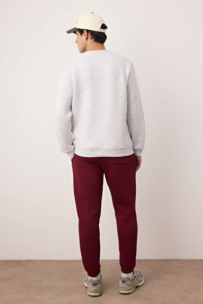 Trendyol Collection Gray - Burgundy Regular/Relaxed Fit Embroidered Tracksuit Set Tmnaw26Em00005