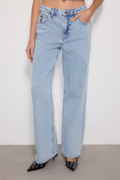 Trendyol Collection Világoskék magasderekú széleslábú farmernadrág TWOSS23JE00068