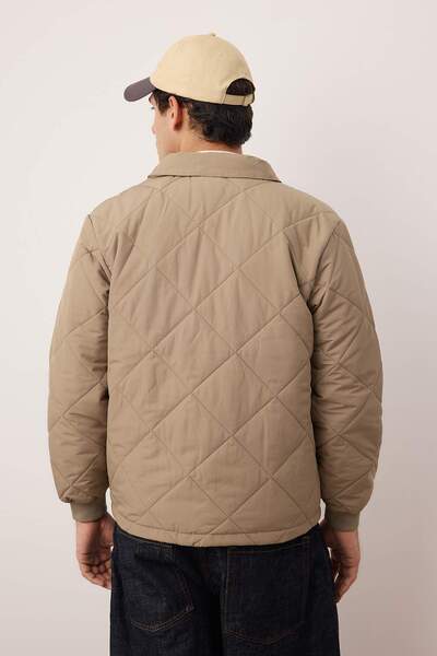 Trendyol Collection Beige Regular Fit Quilted Snap Fastener Unisex Winter Coat Tmnaw26Mo00017