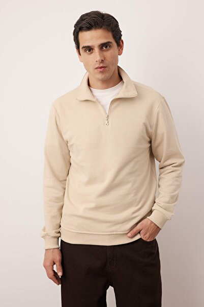 Trendyol Collection Синьо-бежевий 2-пакетний комплект з високим коміром, прямий крій, з підкладкою з флісу/теплий світшот TMNAW25SW00205