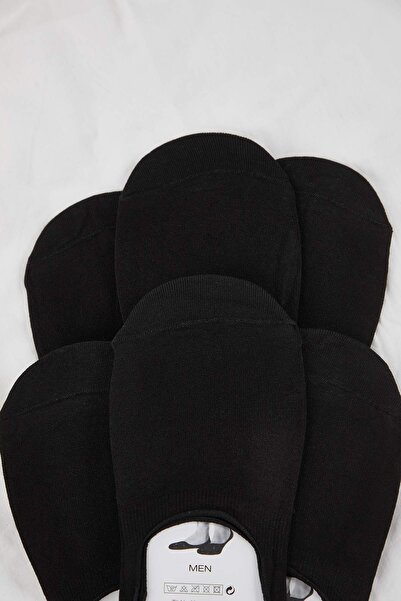 Trendyol Collection Black 6 Pairs Anti-Slip Heel Comfort Model Non-Slip Silicone Heel Cotton Ballet Socks Tmnaw26Co00001