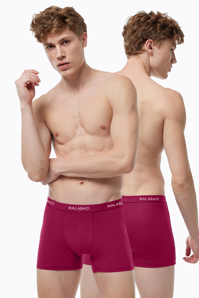 Malabadi بوكسر رجالي باللون الأحمر الداكن مكون من قطعتين من القطن والإيلاستين...