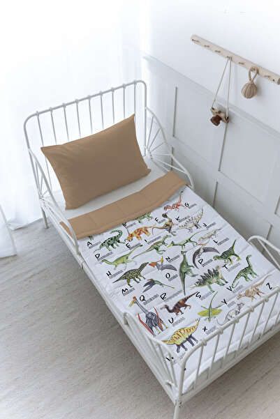 Tuğba Kuğu Organic Printed Baby (100X150 cm) Quilt Set - Iconic Series - Dino...