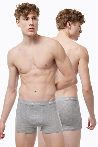 Malabadi Ανδρικό Σετ Boxer 2 τεμαχίων από γκρι βαμβακερό ελαστάνη - 075
