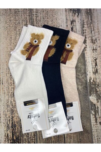 3’lü Socks Tüylü Sevimli Ayı Teddy Bear Çorap