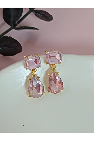 mos&more Pink Stone Drop Stylish Women's Earrings