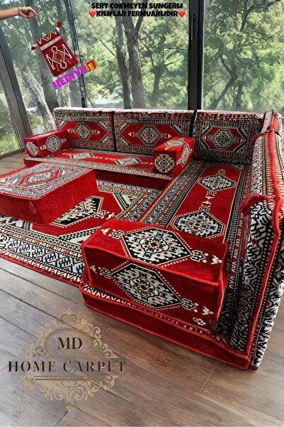 mdhomecarpet Şark Köşesi Takımı %100 Yerli Üretim | Özel Dokuma Kumaş | 10 cm...