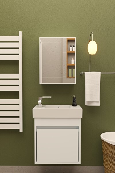 makbulce Aynalı Lavabolu Dolap Alt-Üst