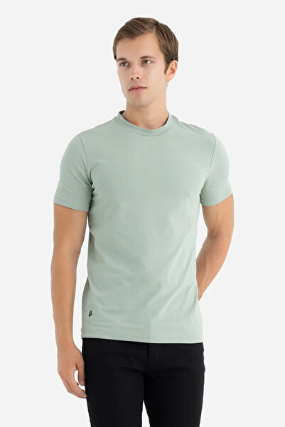 BAFK AL Erkek Yeşil Bisiklet Yaka Basic Tişört