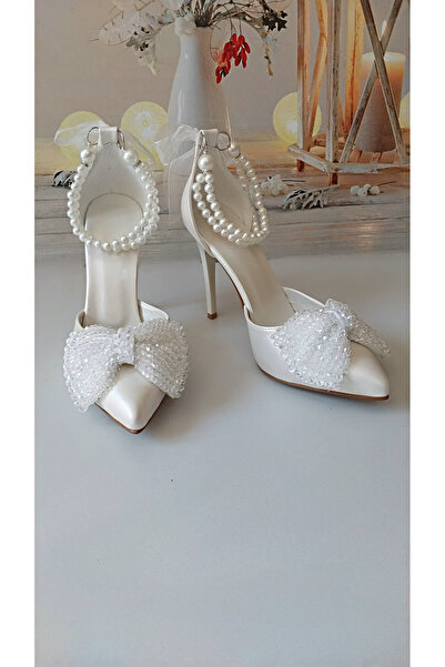 Modavien Women's 11 cm Pearl Bow Bridal Shoes